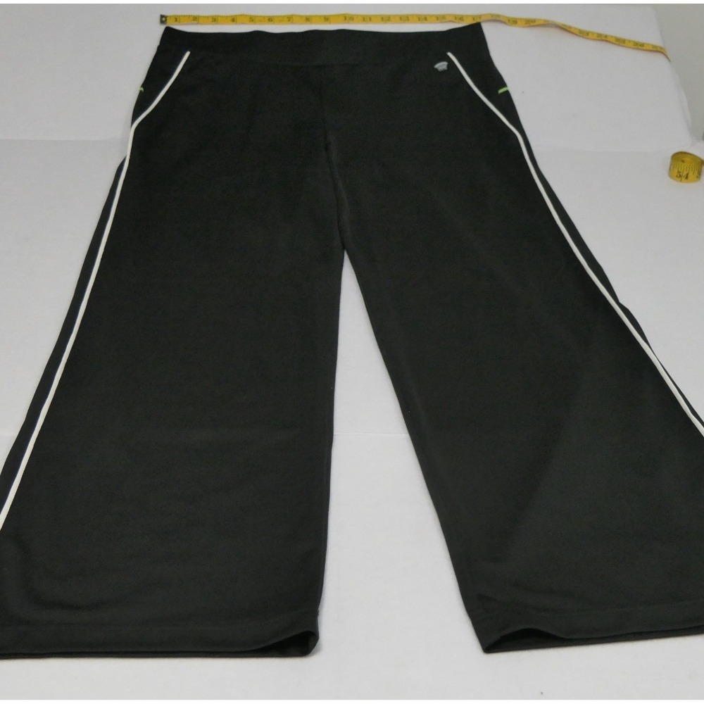 Oleg Cassini Women Sport Pants M Black Wide Leg Athleisure Piping Y2K Loungewear